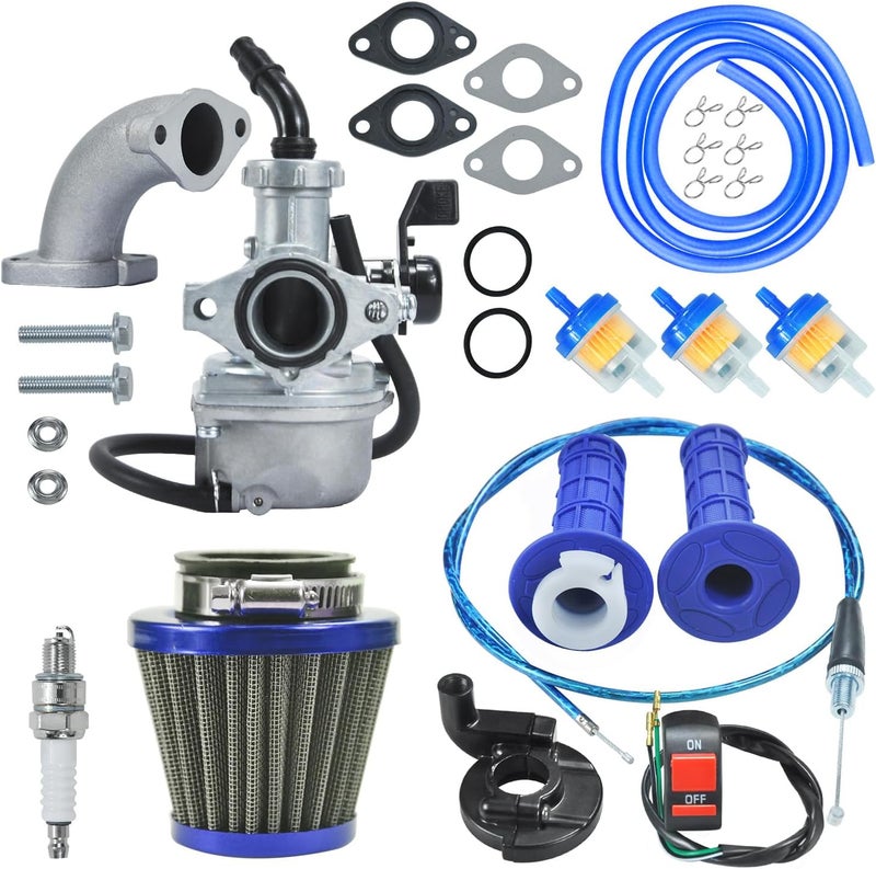HOLATO PZ22 Carburetor Carb Air filter Throttle Handle Grips Cable Kit for 110cc 125cc XR50 CRF50 CRF50f CRF110 TaoTao DB14 DB24 SSR110 SSR125 Coolster Apollo Pit Dirt Bike Chinese 4 Wheeler ATV Blue - Image 1